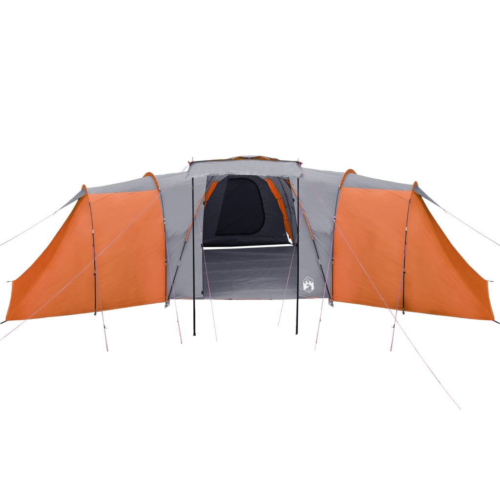 vidaXL Family Tent Dome 12-Person Grey and Orange Waterproof