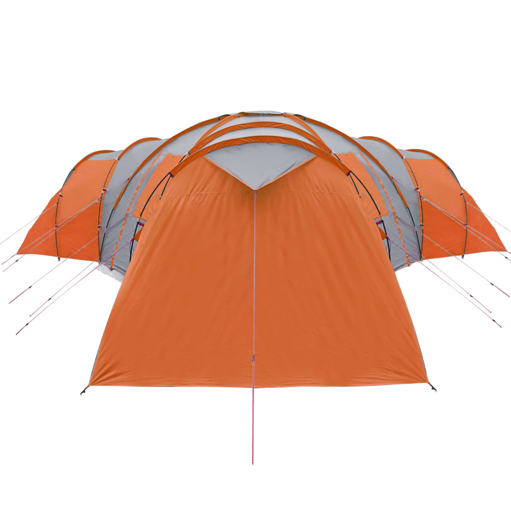 vidaXL Family Tent Dome 12-Person Grey and Orange Waterproof