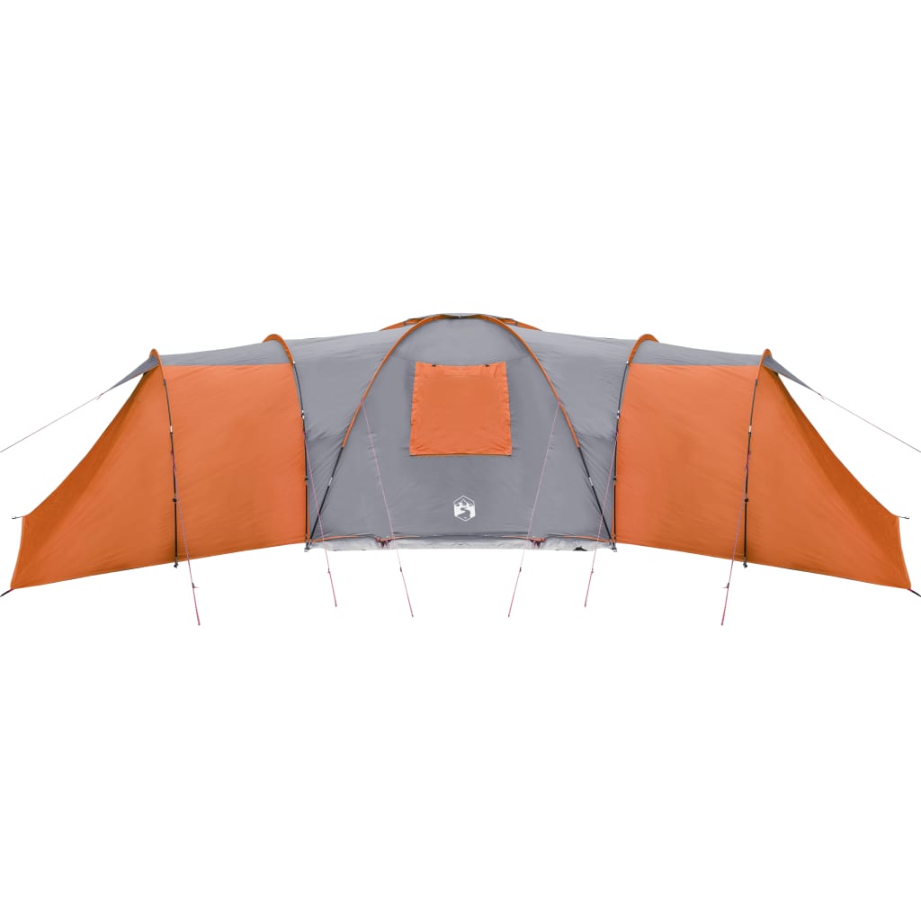 vidaXL Family Tent Dome 12-Person Grey and Orange Waterproof