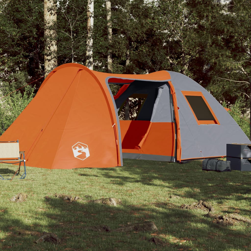 vidaXL Family Tent Dome 6-Person Grey and Orange Waterproof