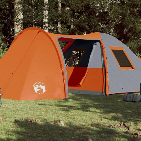 vidaXL Family Tent Dome 6-Person Grey and Orange Waterproof