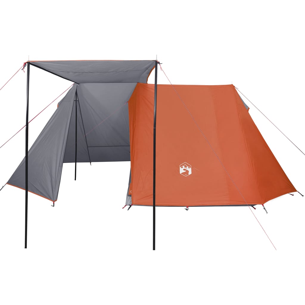 vidaXL Camping Tent 3-Person Grey and Orange Waterproof