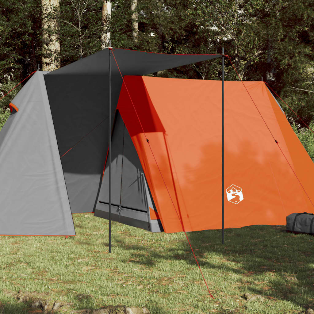 vidaXL Camping Tent 3-Person Grey and Orange Waterproof