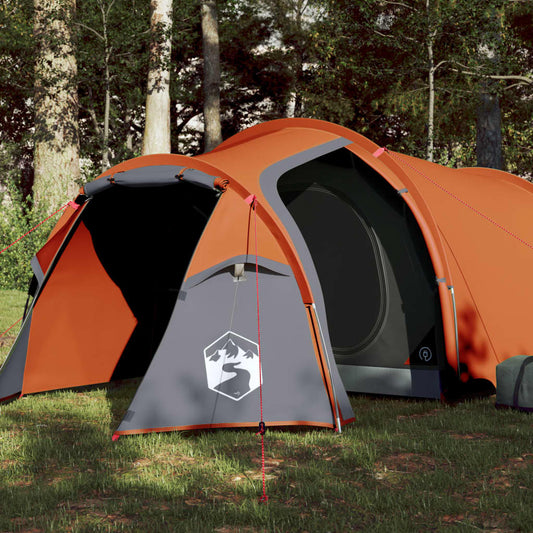 vidaXL Camping Tent Tunnel 2-Person Orange Waterproof
