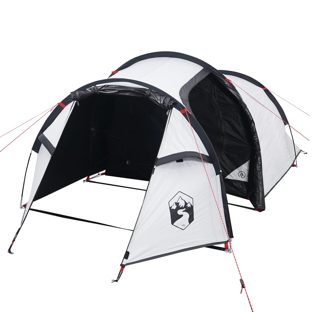 vidaXL Camping Tent Tunnel 3-Person White Blackout Fabric Waterproof