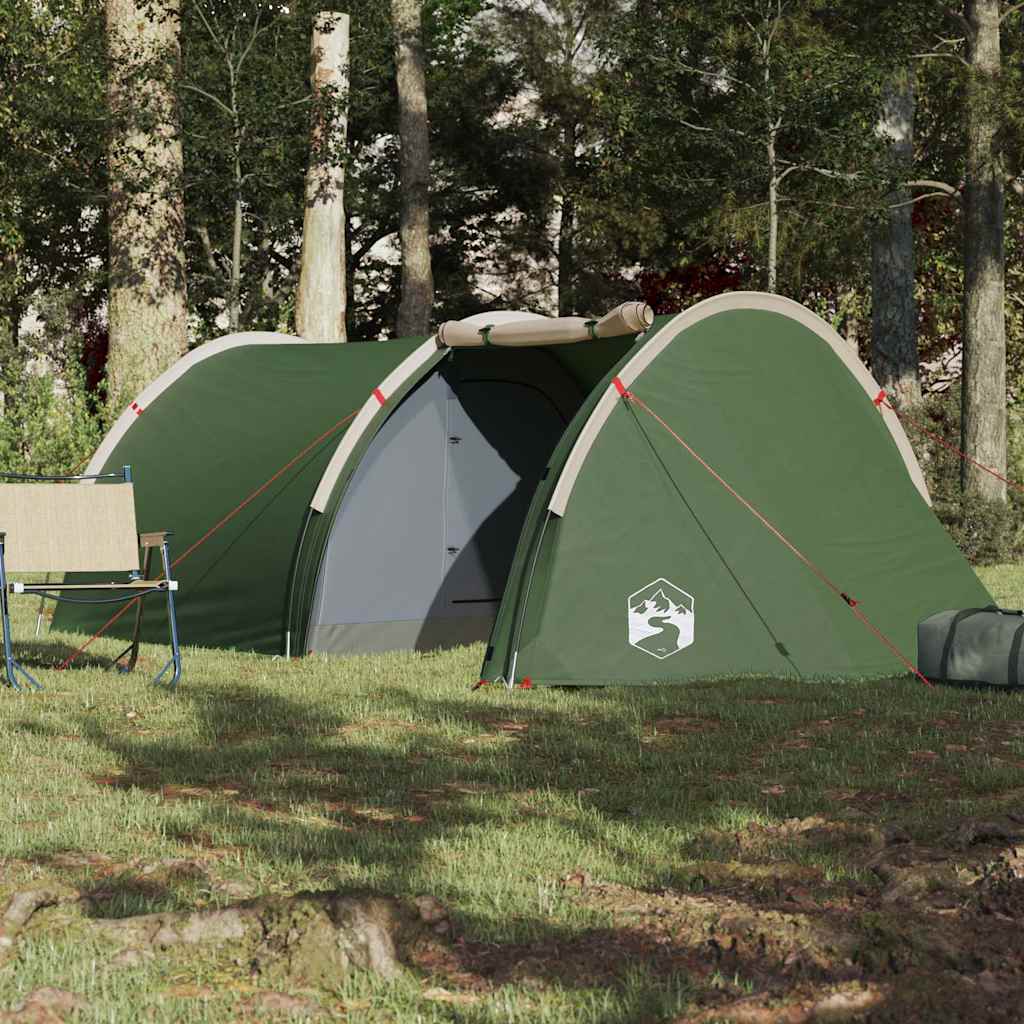 vidaXL Camping Tent Tunnel 4-Person Green Waterproof