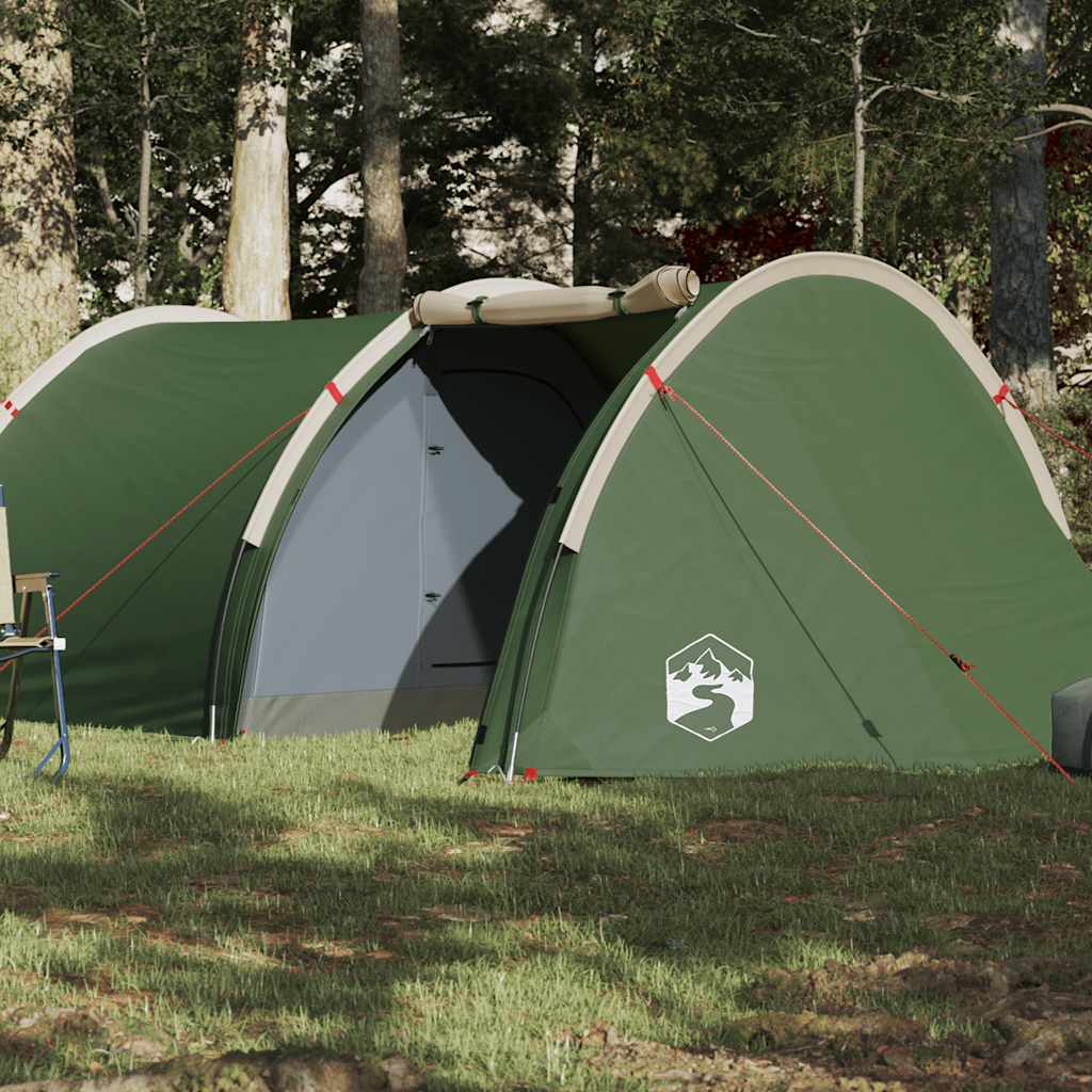 vidaXL Camping Tent Tunnel 4-Person Green Waterproof