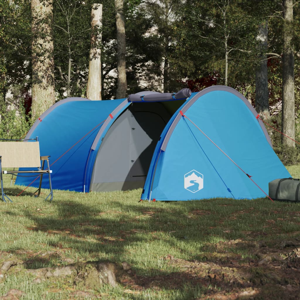 vidaXL Camping Tent Tunnel 4-Person Blue Waterproof