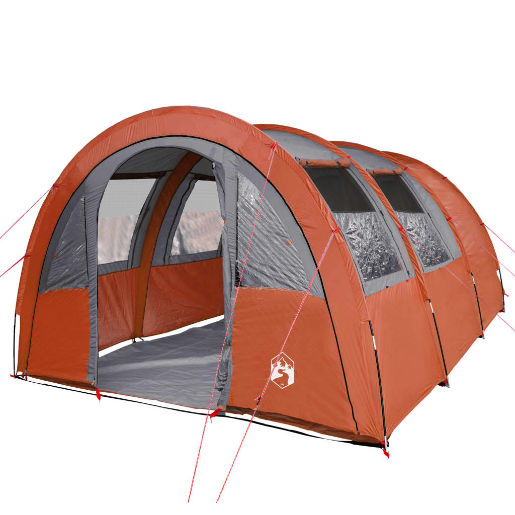 vidaXL Camping Tent Tunnel 4-Person Grey and Orange Waterproof