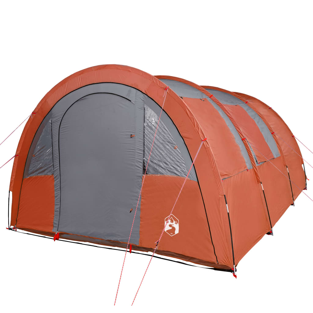 vidaXL Camping Tent Tunnel 4-Person Grey and Orange Waterproof