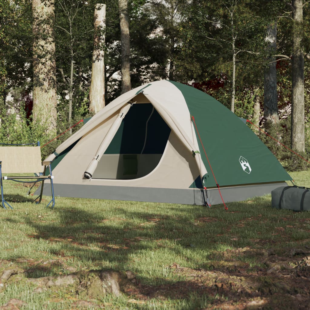 vidaXL Camping Tent Dome 3-Person Green Waterproof