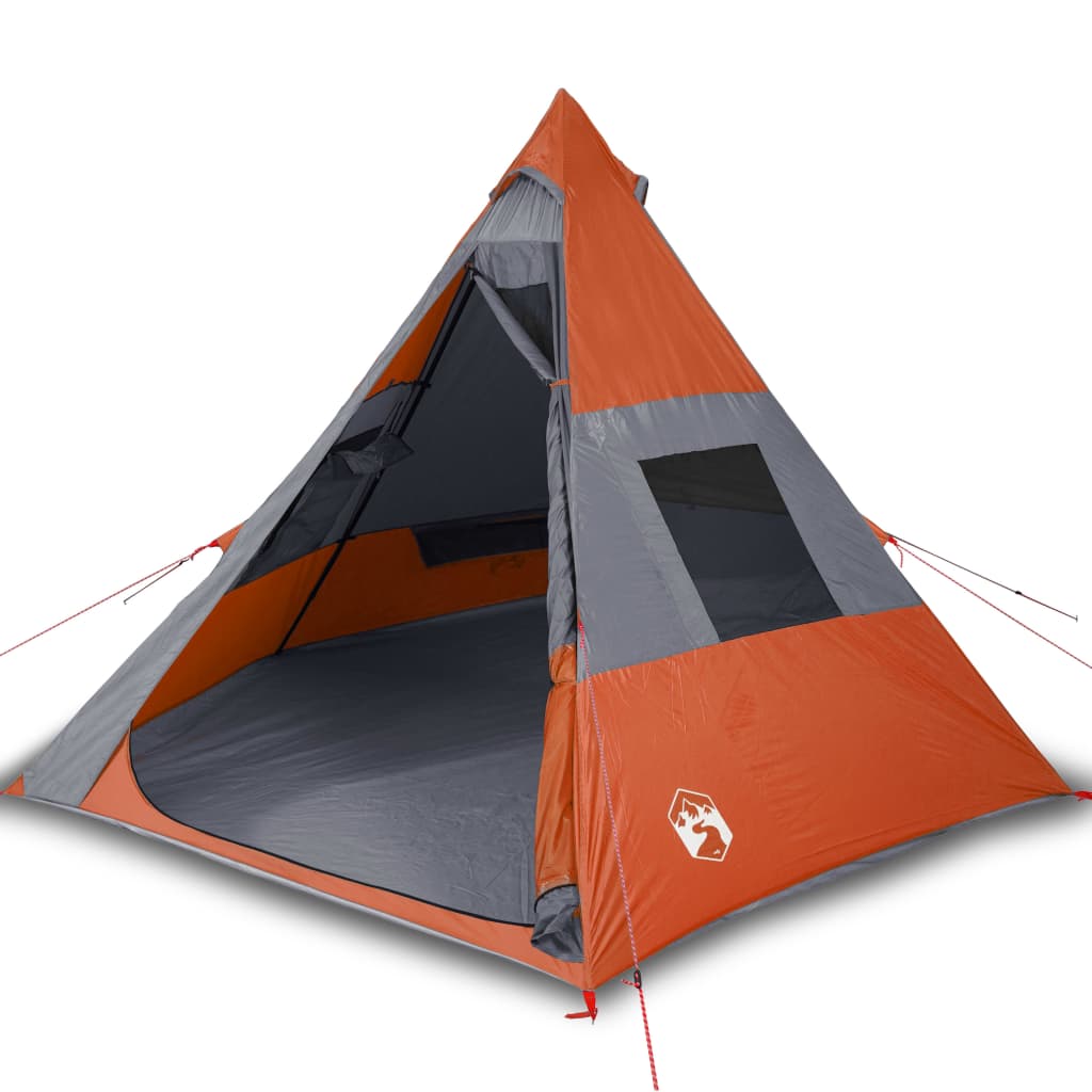 vidaXL Camping Tent Tipi 7-Person Orange Waterproof