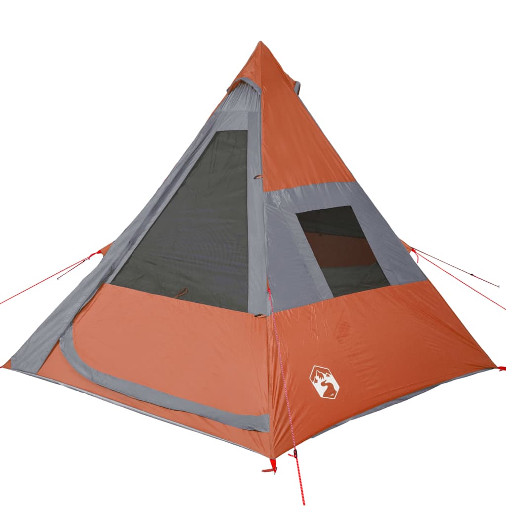 vidaXL Camping Tent Tipi 7-Person Orange Waterproof