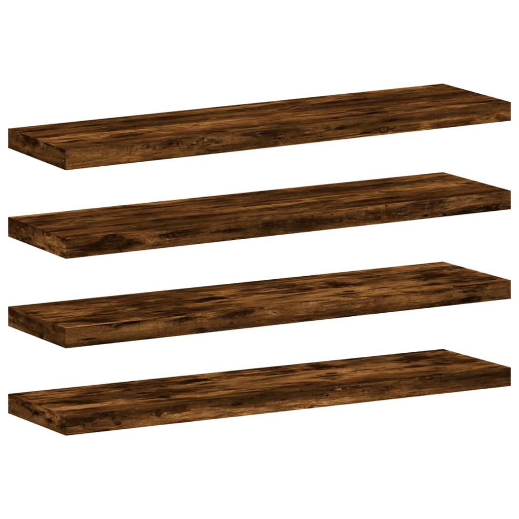 Wall Shelves 4 pcs Smoked Oak 40x10x1,5 cm Engineered Wood