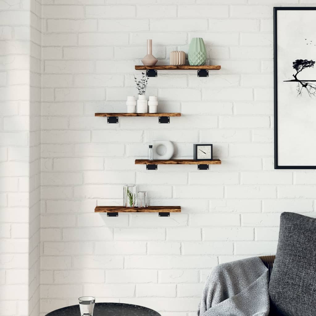 Wall Shelves 4 pcs Smoked Oak 40x10x1,5 cm Engineered Wood