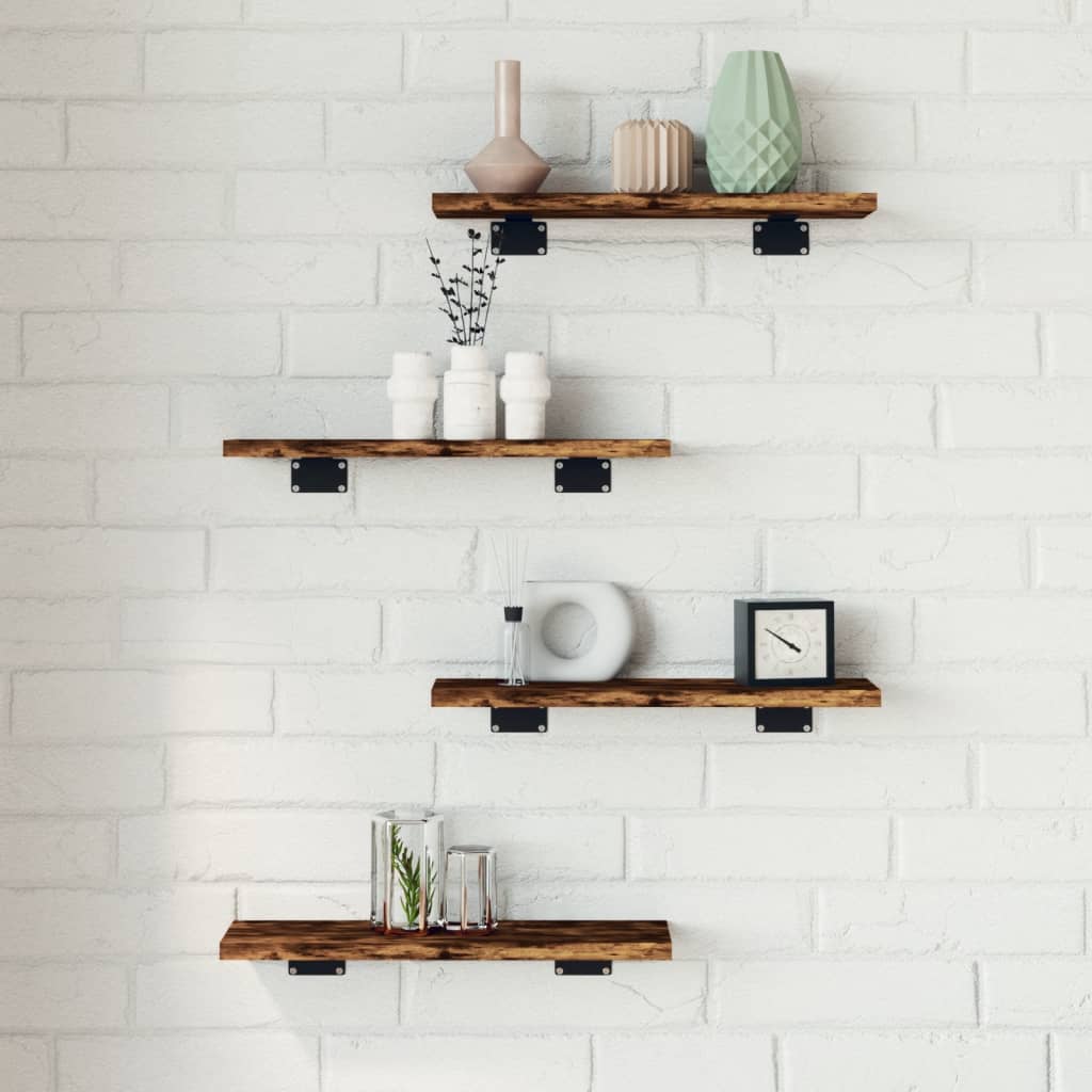 Wall Shelves 4 pcs Smoked Oak 40x10x1,5 cm Engineered Wood