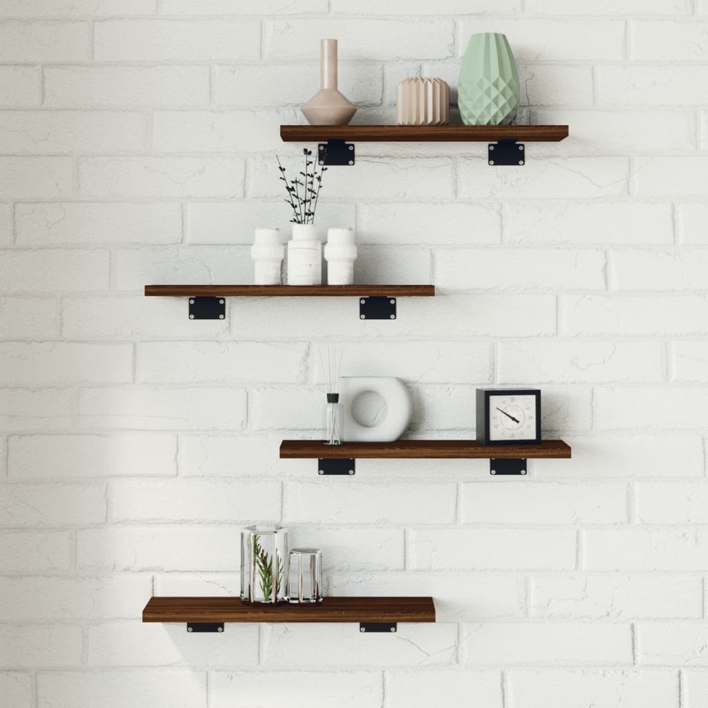 vidaXL Wall Shelves 4 pcs Brown Oak 40x10x1.5 cm Engineered Wood