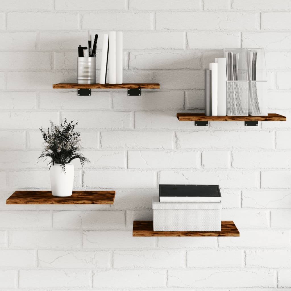 Wall Shelves 4 pcs Smoked Oak 40x30x1,5 cm Engineered Wood