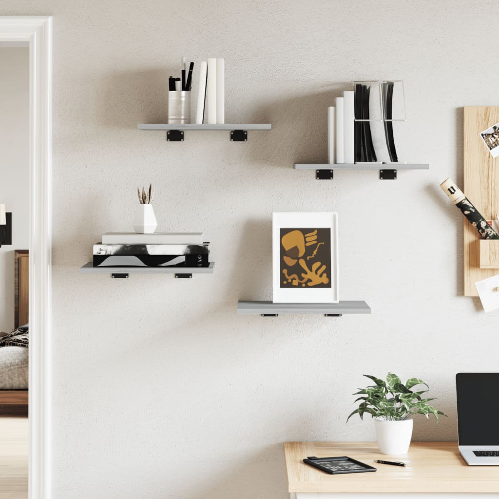 Wall Shelves 4 pcs Grey Sonoma 40x30x1,5 cm Engineered Wood