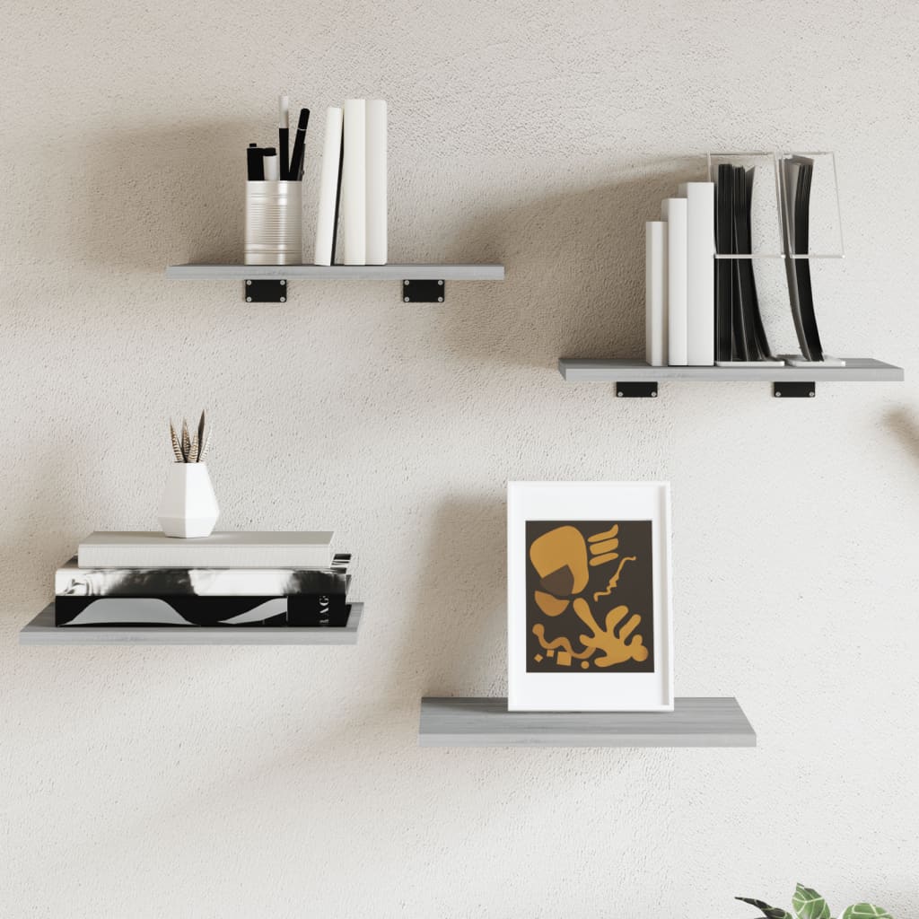 Wall Shelves 4 pcs Grey Sonoma 40x30x1,5 cm Engineered Wood
