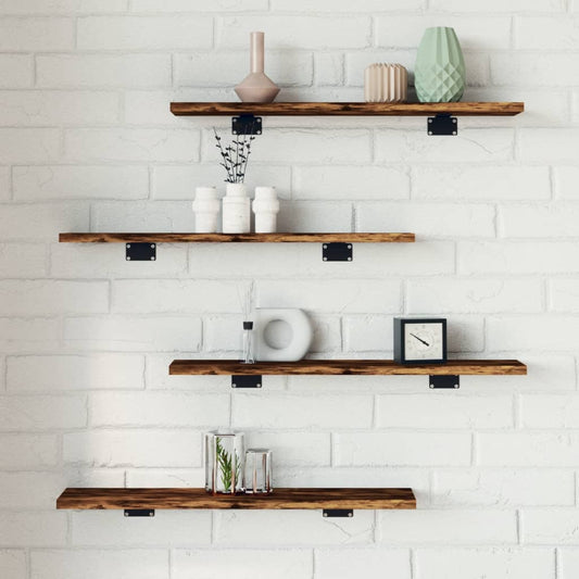 vidaXL Wall Shelves 4 pcs Smoked Oak 60x10x1.5 cm Engineered Wood