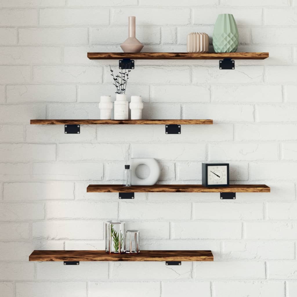 Wall Shelves 4 pcs Smoked Oak 60x10x1,5 cm Engineered Wood