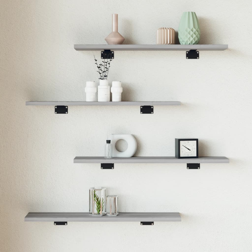 vidaXL Wall Shelves 4 pcs Grey Sonoma 60x10x1.5 cm Engineered Wood