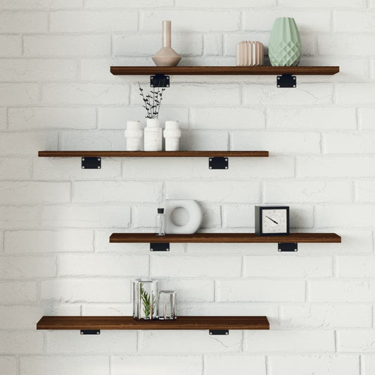 vidaXL Wall Shelves 4 pcs Brown Oak 60x10x1.5 cm Engineered Wood