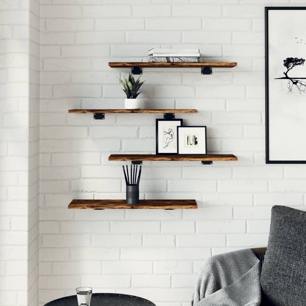 Wall Shelves 4 pcs Smoked Oak 60x20x1,5 cm Engineered Wood