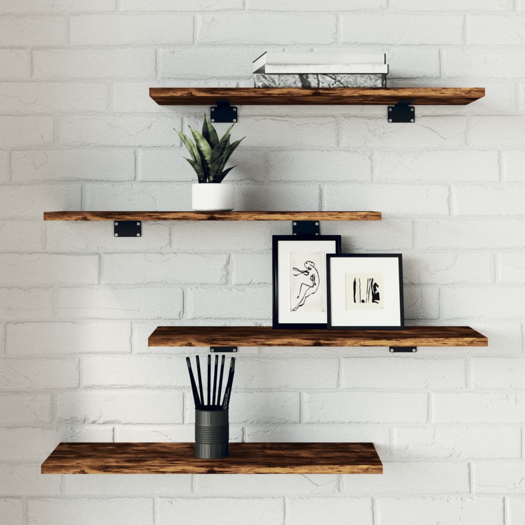 Wall Shelves 4 pcs Smoked Oak 60x20x1,5 cm Engineered Wood