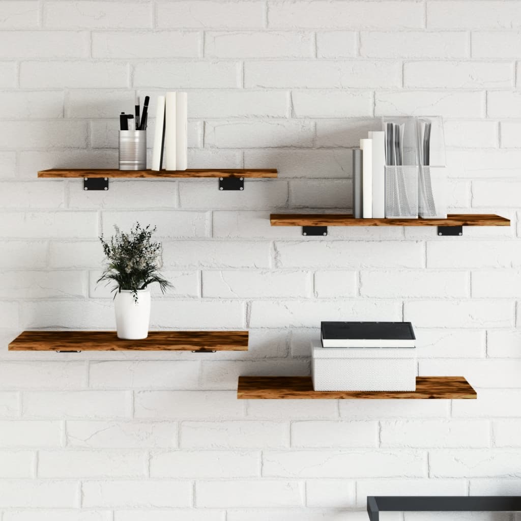 Wall Shelves 4 pcs Smoked Oak 60x30x1,5 cm Engineered Wood
