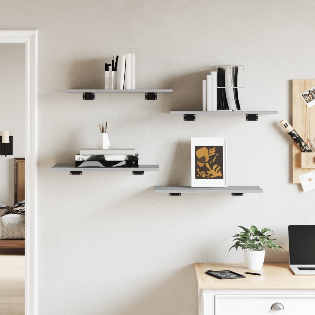 Wall Shelves 4 pcs Grey Sonoma 60x30x1,5 cm Engineered Wood