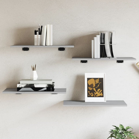 vidaXL Wall Shelves 4 pcs Grey Sonoma 60x30x1.5 cm Engineered Wood