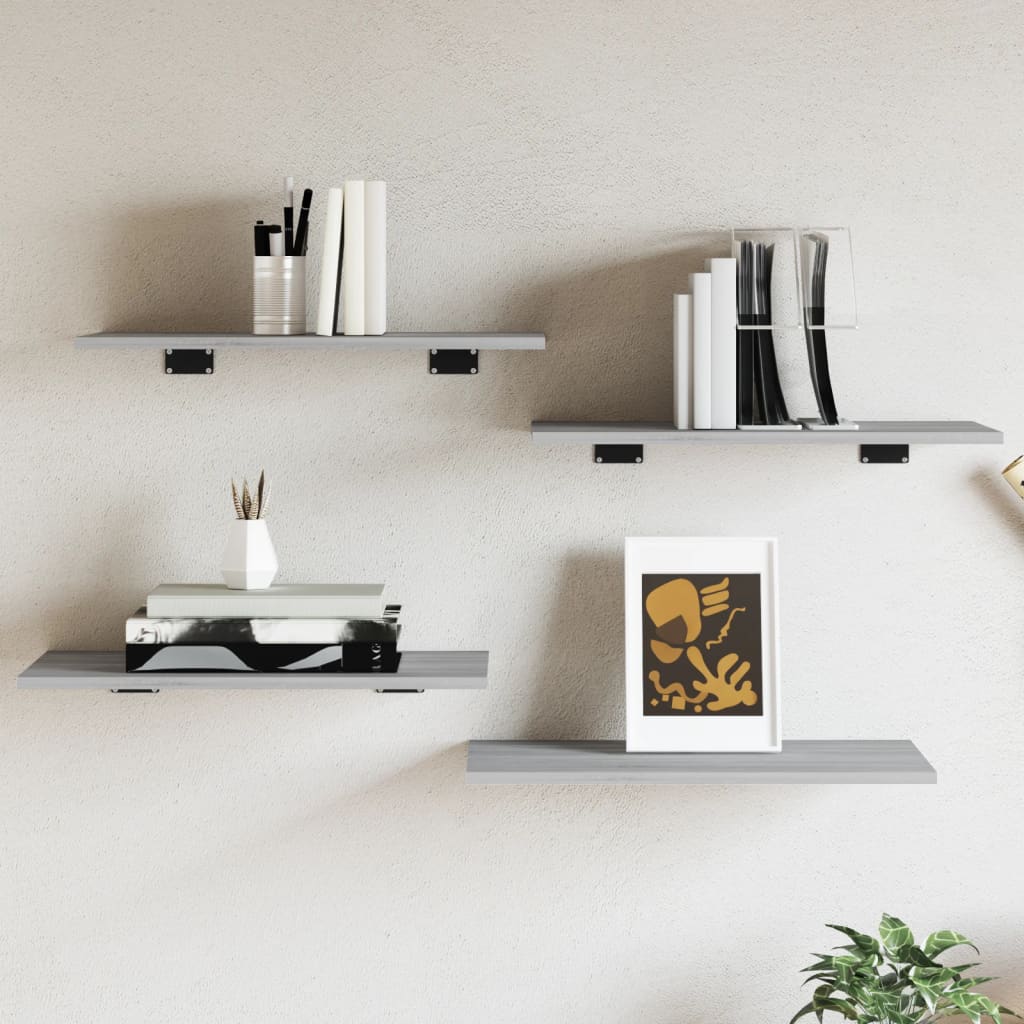 Wall Shelves 4 pcs Grey Sonoma 60x30x1,5 cm Engineered Wood