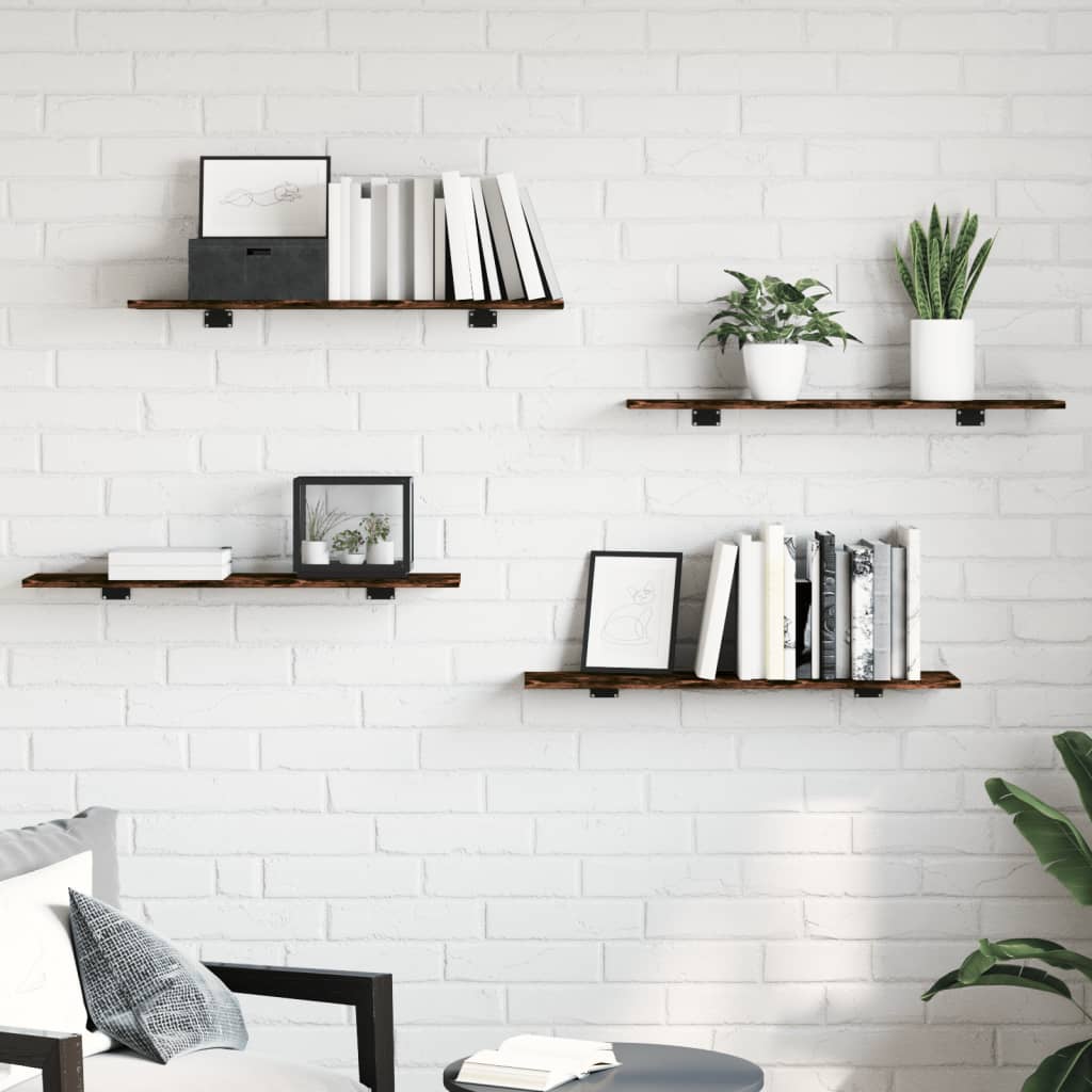 Wall Shelves 4 pcs Smoked Oak 80x20x1.5 cm Engineered Wood