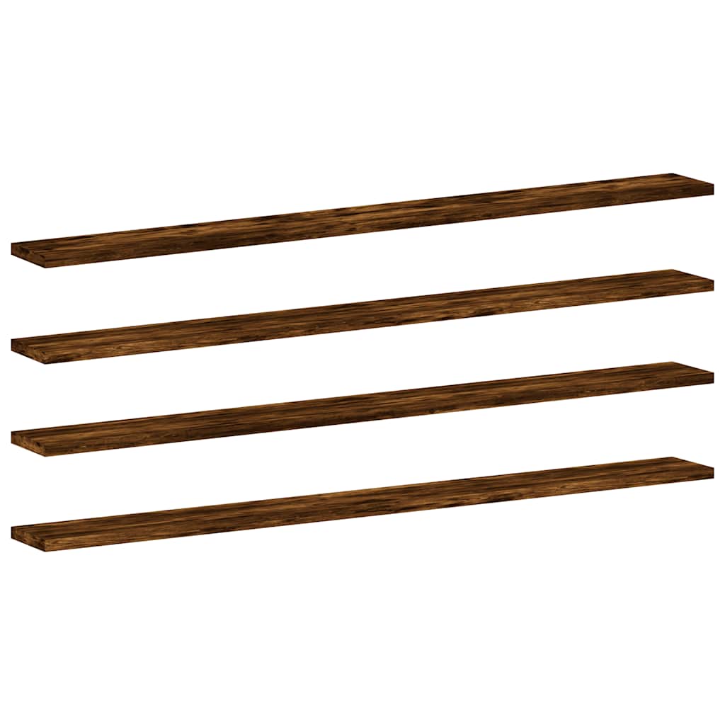 Wall Shelves 4 pcs Smoked Oak 100x10x1,5 cm Engineered Wood