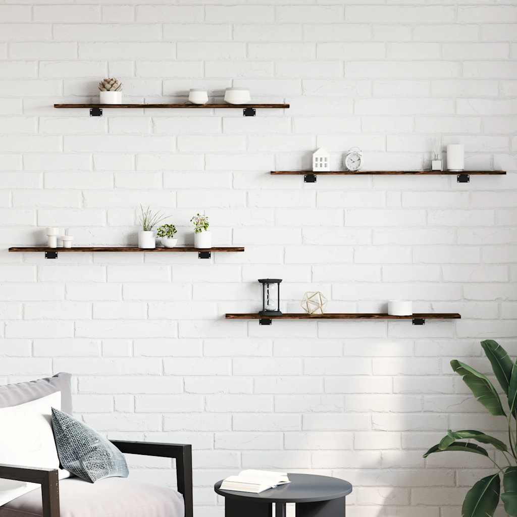 Wall Shelves 4 pcs Smoked Oak 100x10x1,5 cm Engineered Wood