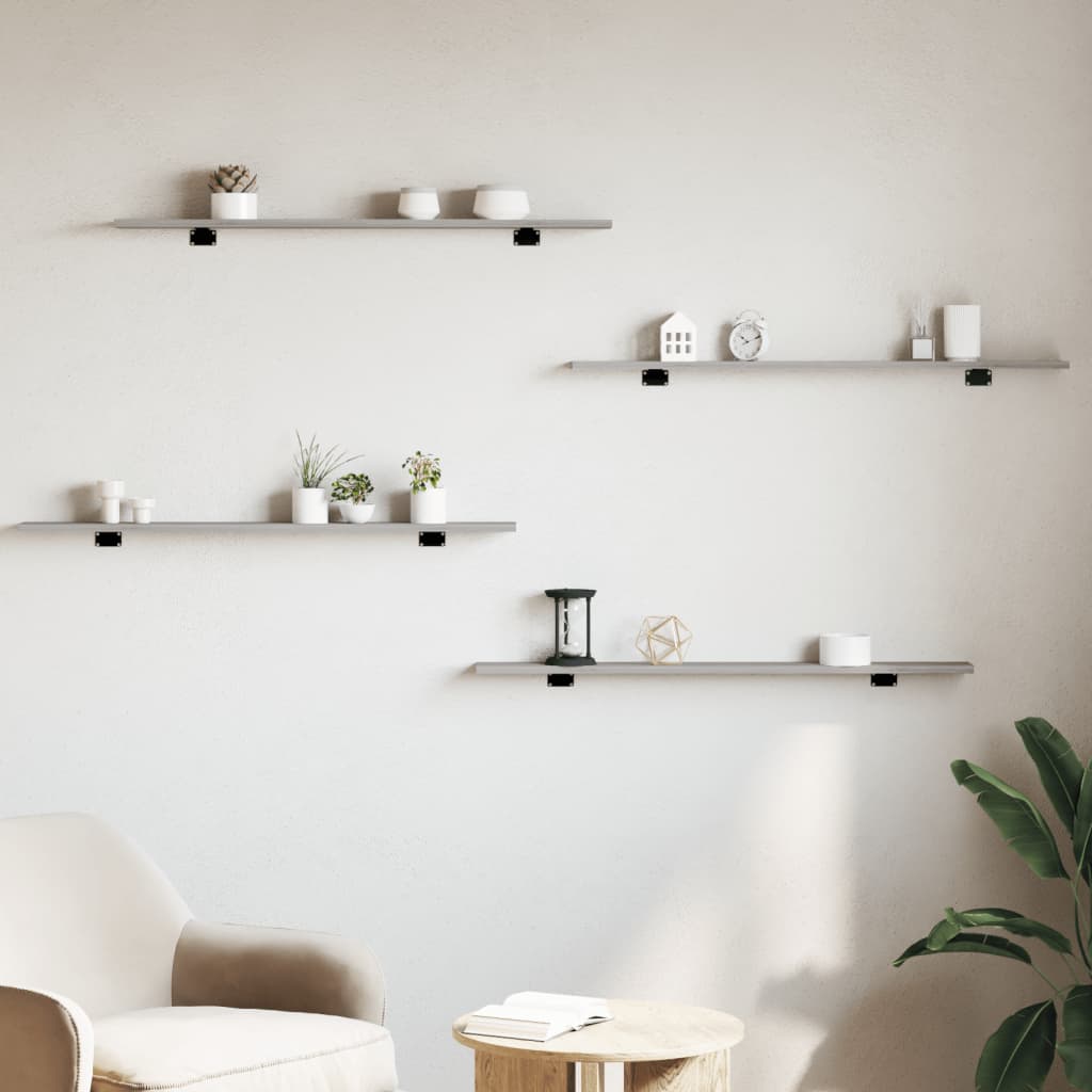 Wall Shelves 4 pcs Grey Sonoma 100x10x1,5 cm Engineered Wood