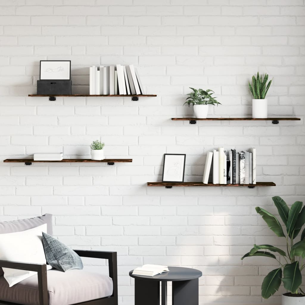 Wall Shelves 4 pcs Smoked Oak 100x20x1,5 cm Engineered Wood