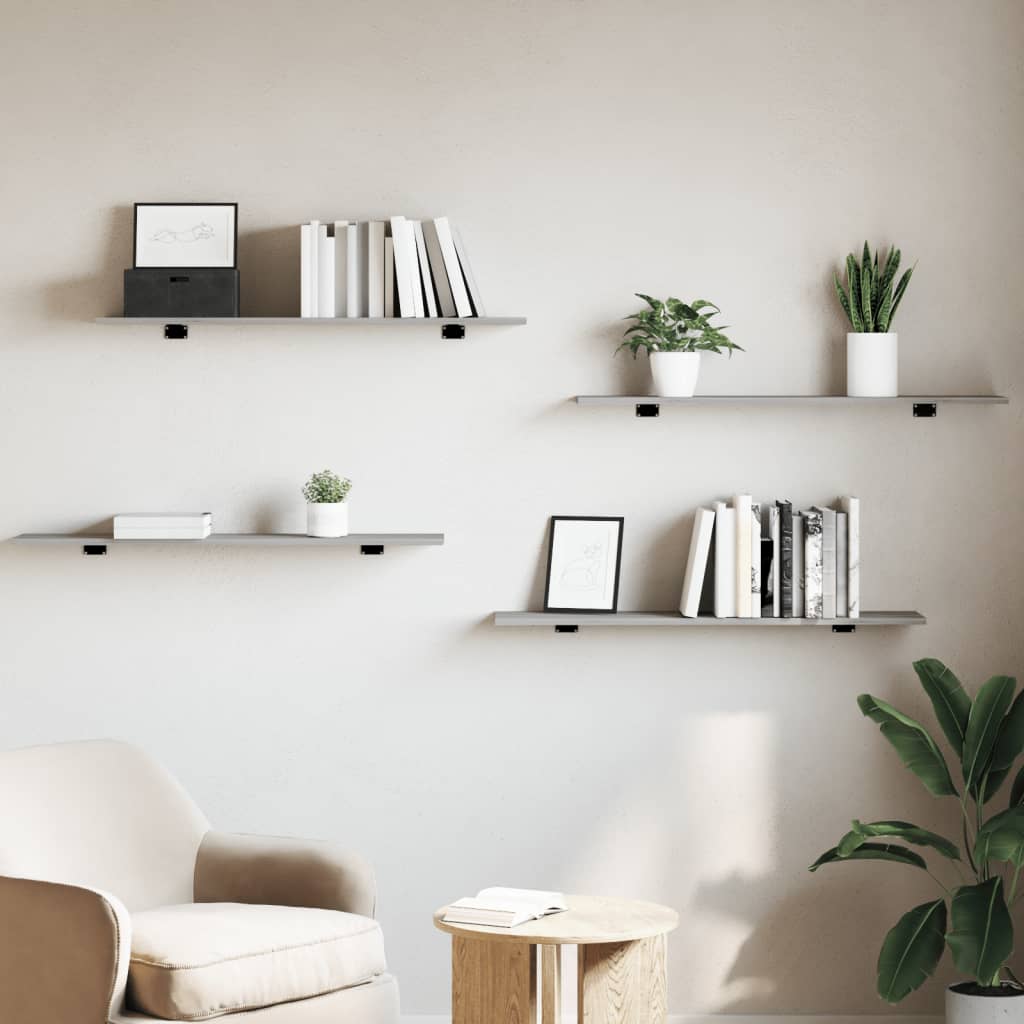 Wall Shelves 4 pcs Grey Sonoma 100x20x1,5 cm Engineered Wood