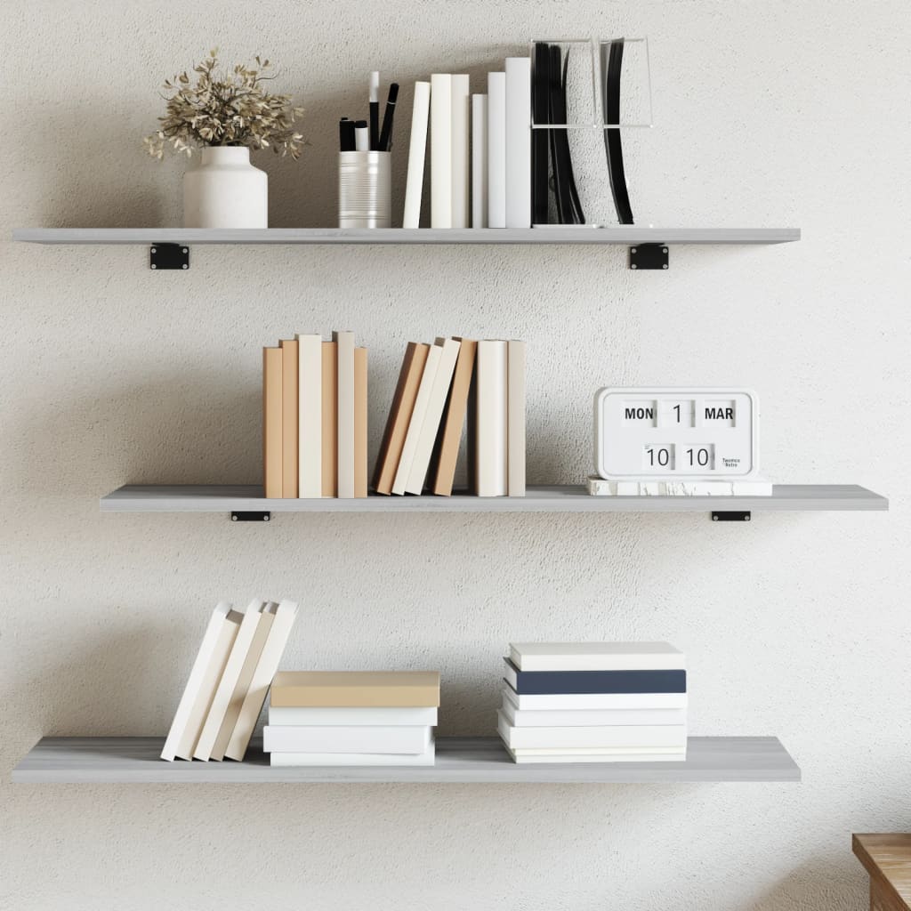 vidaXL Wall Shelves 4 pcs Grey Sonoma 100x30x1.5 cm Engineered Wood