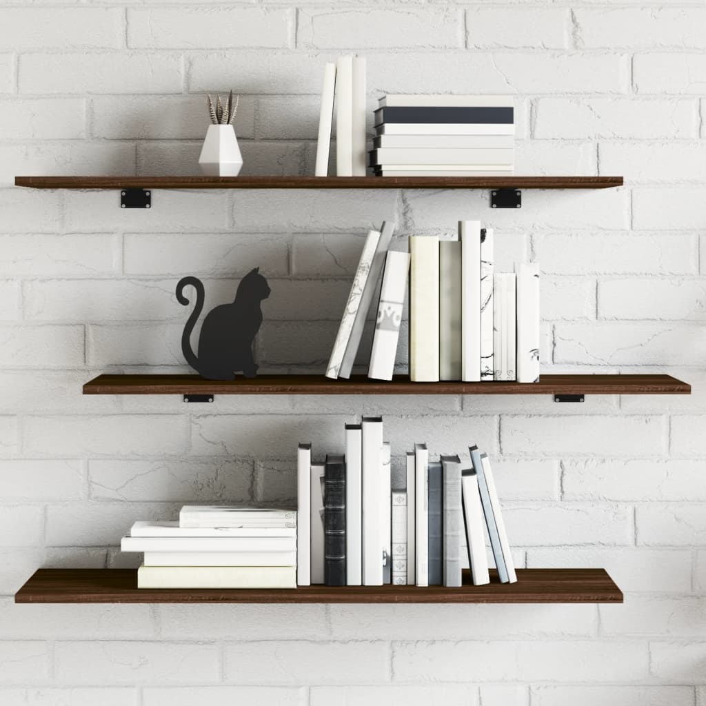 vidaXL Wall Shelves 4 pcs Brown Oak 100x30x1.5 cm Engineered Wood