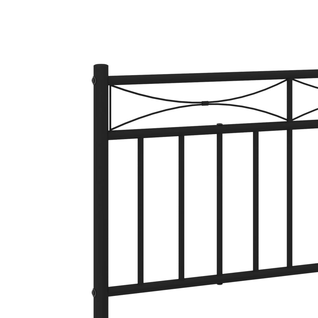 Metal Bed Frame without Mattress with Headboard Black 90x190cm