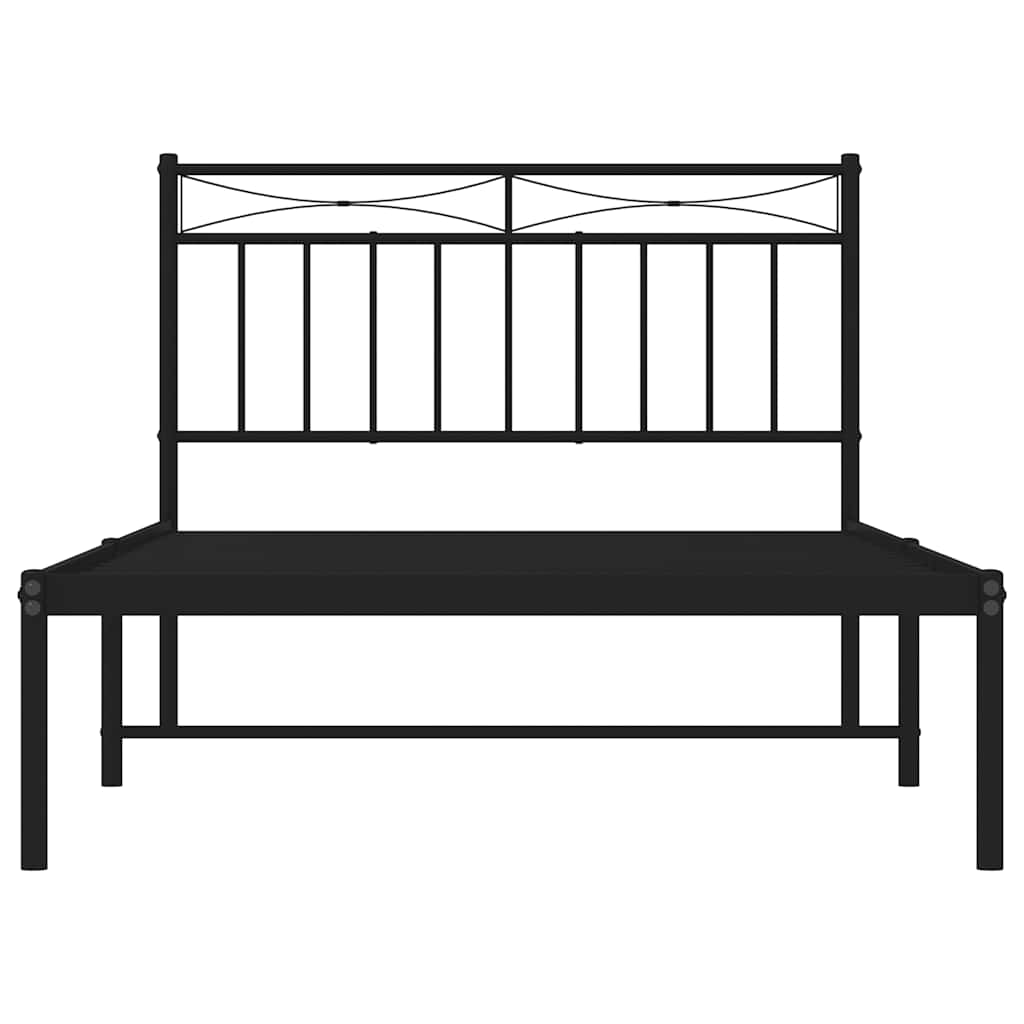 Metal Bed Frame without Mattress with Headboard Black 100x200cm