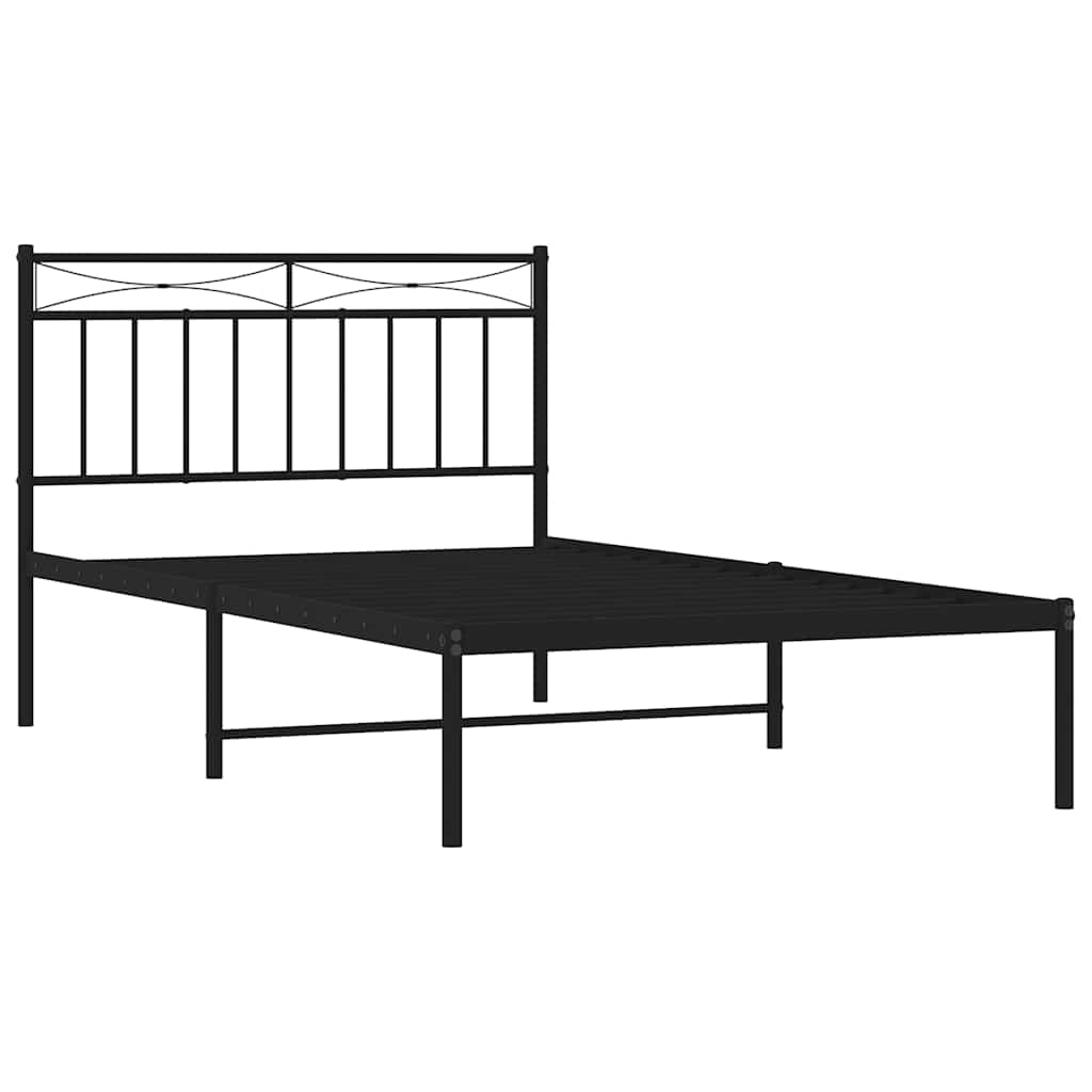 Metal Bed Frame without Mattress with Headboard Black 100x200cm