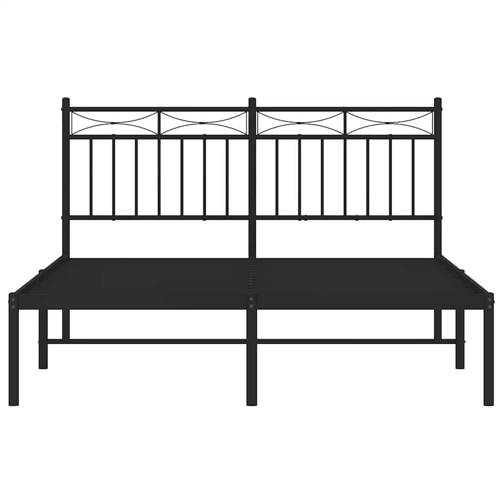 Metal Bed Frame without Mattress with Headboard Black 135x190cm