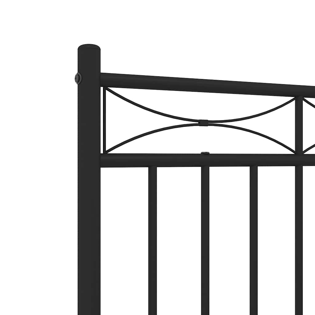 Metal Bed Frame without Mattress with Headboard Black 135x190cm