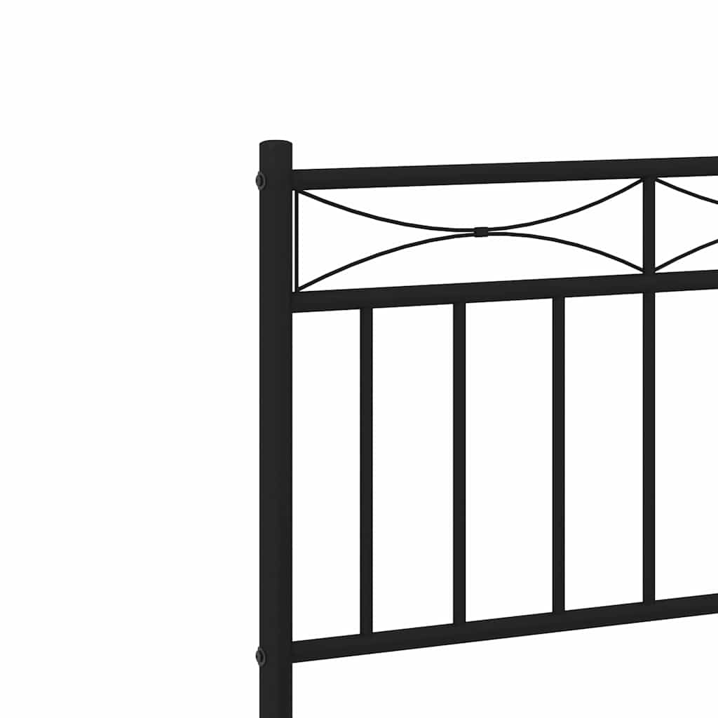 Metal Bed Frame without Mattress with Headboard Black 150x200cm