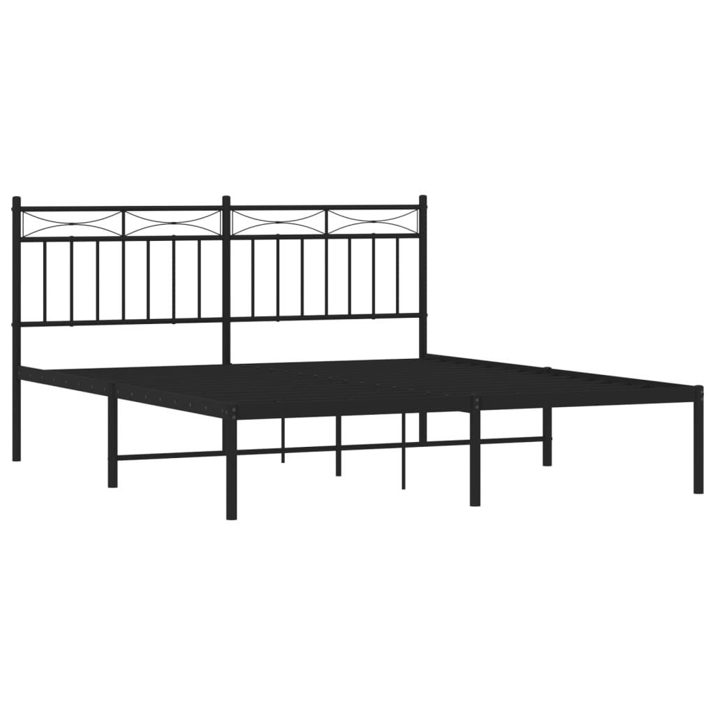 vidaXL Metal Bed Frame without Mattress with Headboard Black 160x200cm