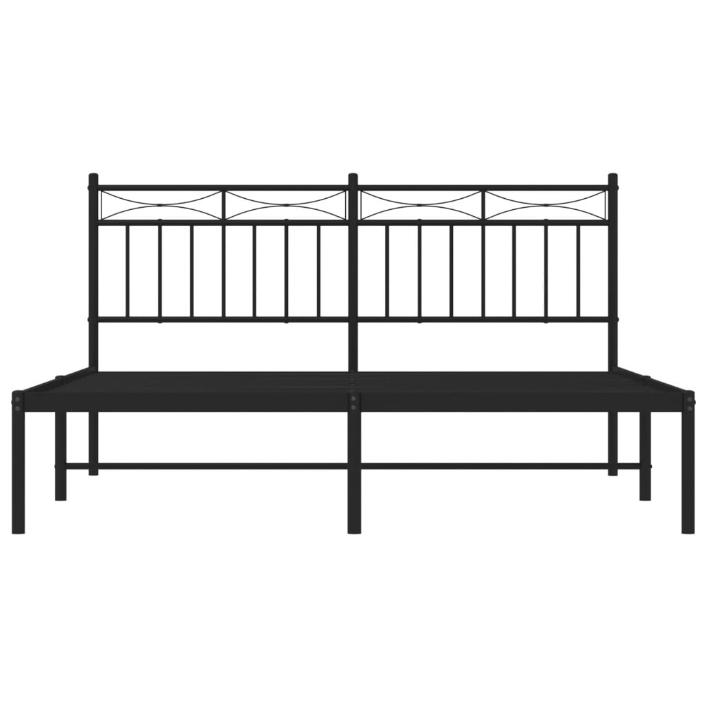 vidaXL Metal Bed Frame without Mattress with Headboard Black 160x200cm